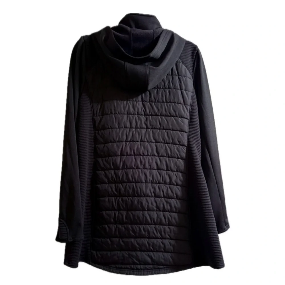 Women's Tek Gear® Hooded Long Mixed-Media Jacket Black Size XXL - Picture 3 of 8